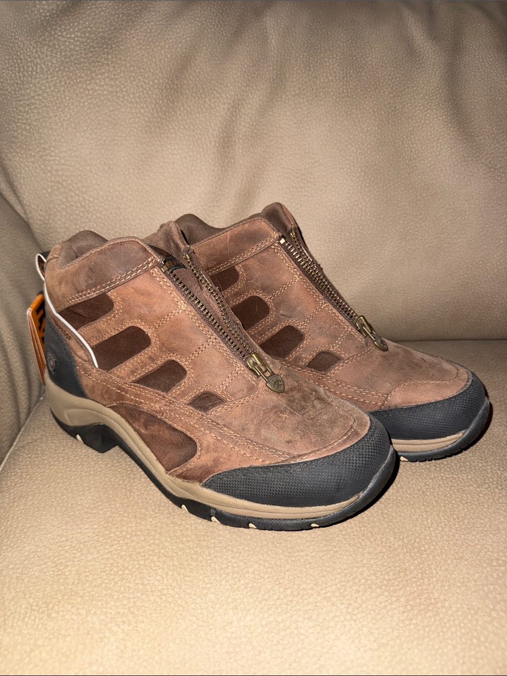 Ariat Brown Zip-Front Suede Outdoor Boots